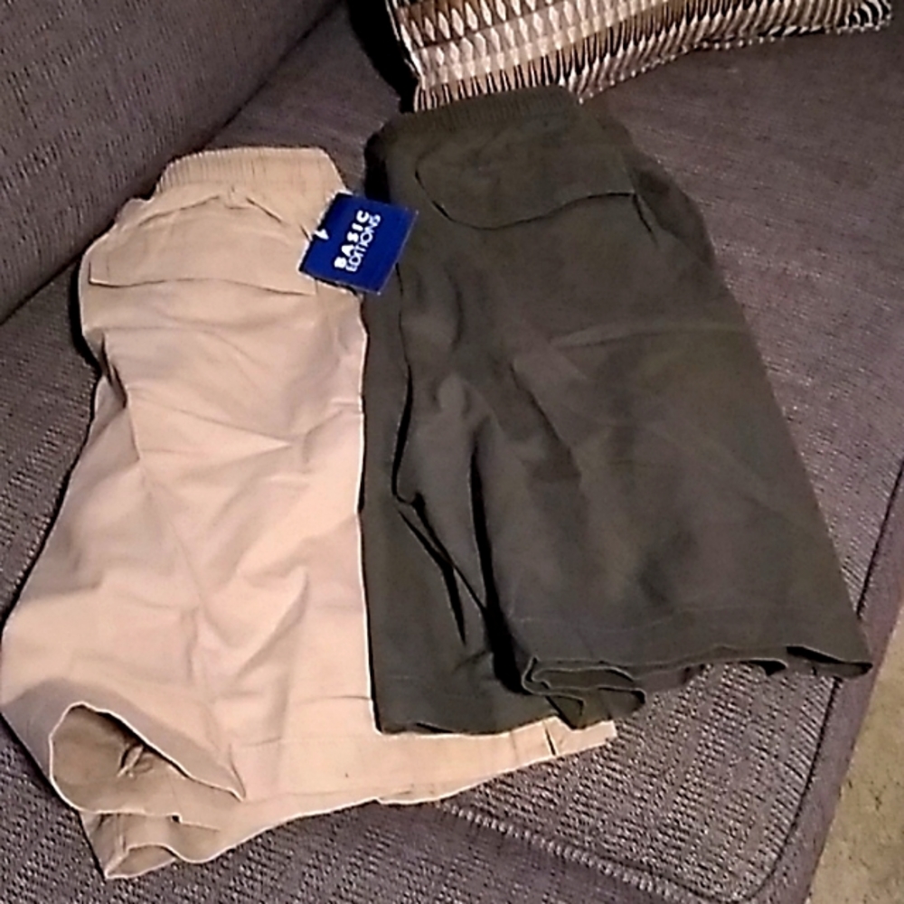 5 FOR $25 Basic Edition Elastic Waist Shorts 2 Pairs - Picture 1 of 4